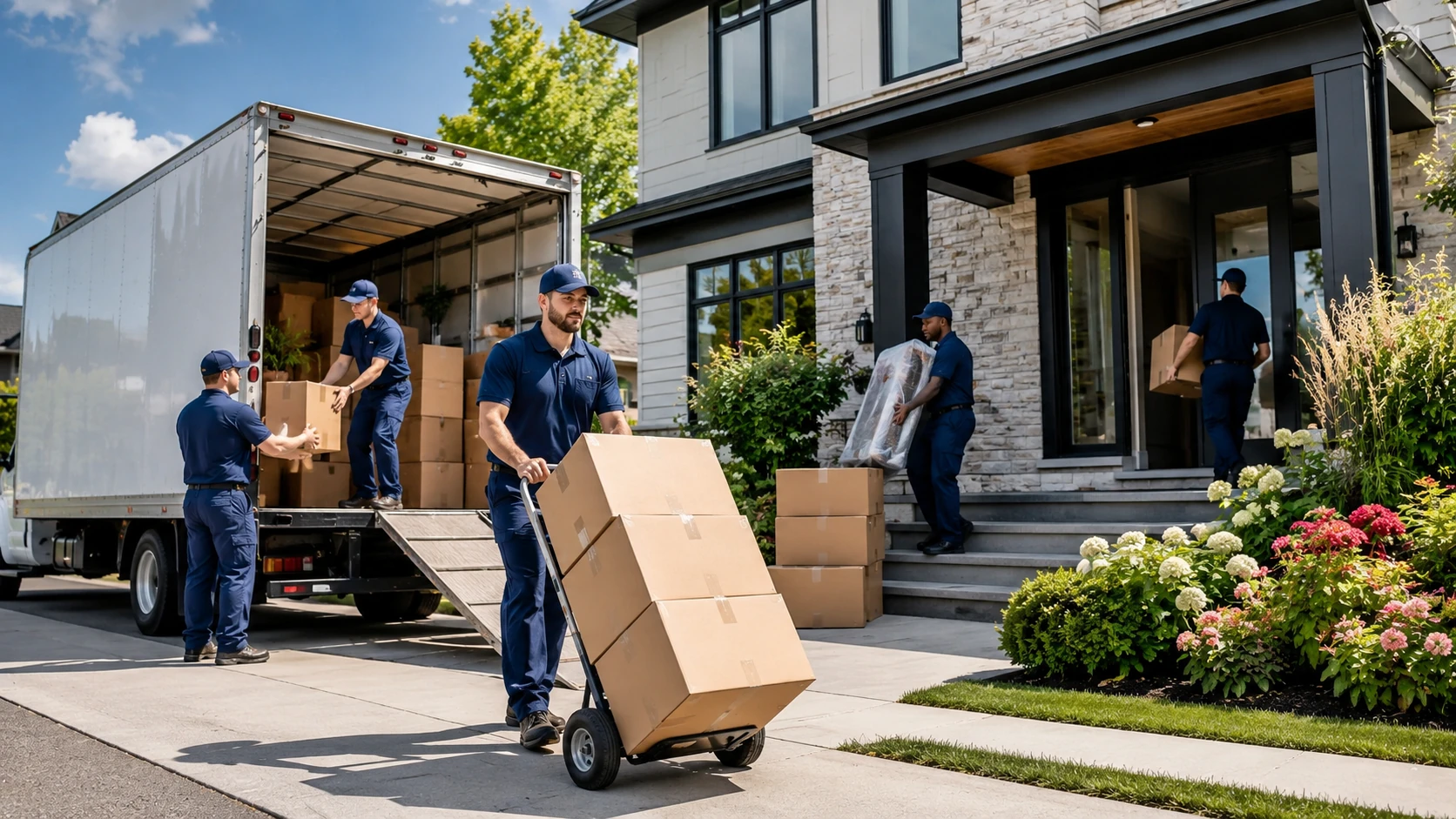 Rowshan moving crew preparing household items for transport